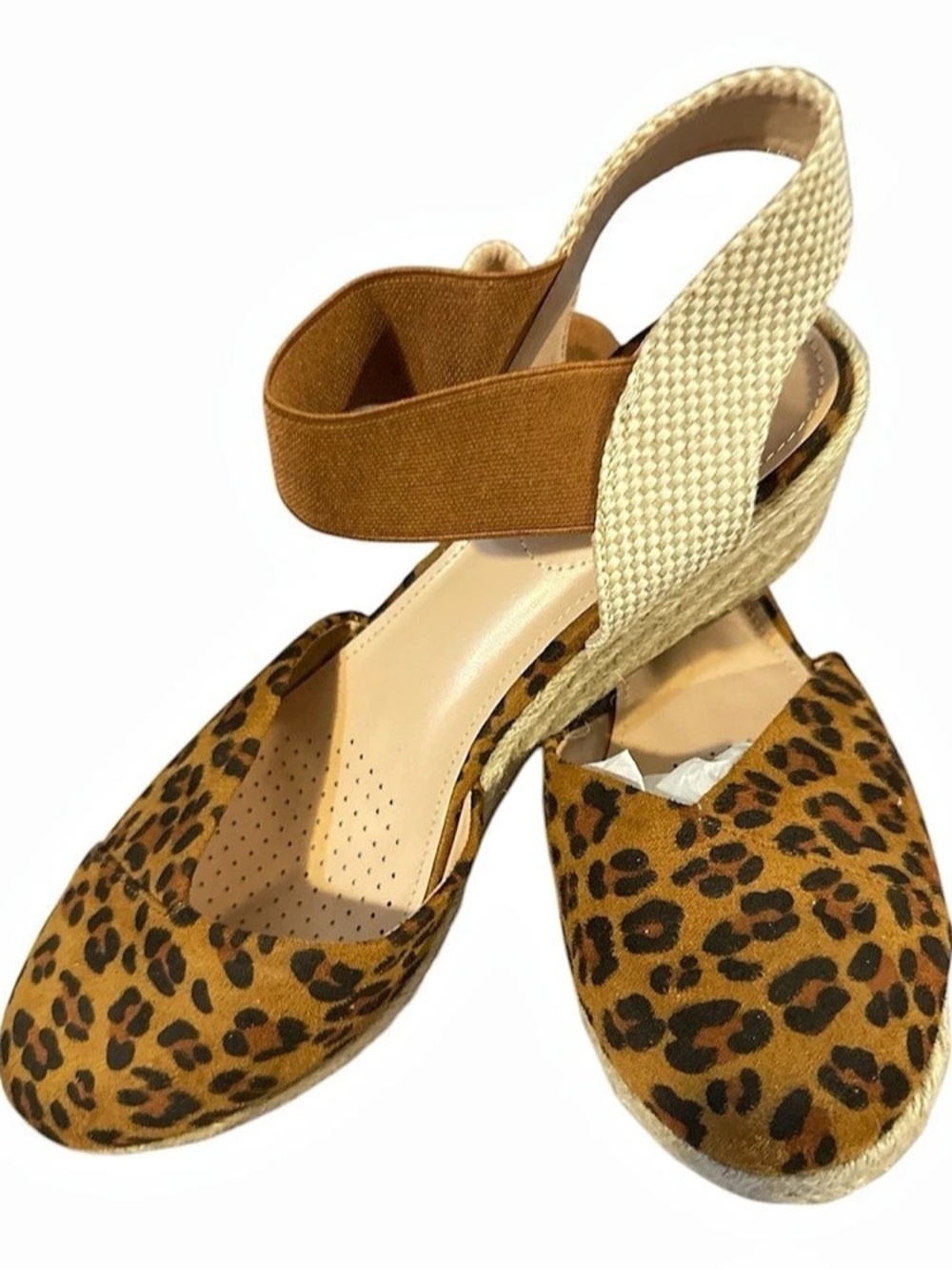 New Style & Co Mailena Wedge Espadrille Sandals, Brown & Black leopard size 11 n